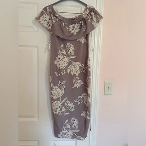 Missguided off the shoulder fitted floral dress